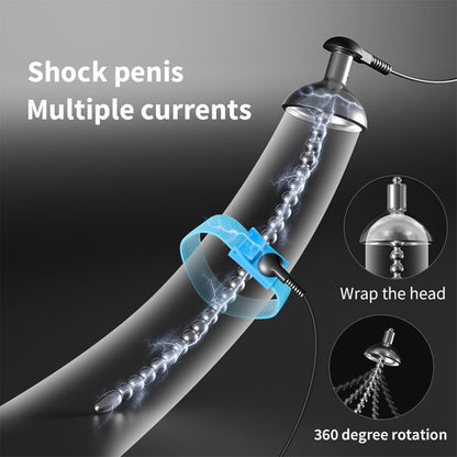 Electric Urethral Sound Stimulator Cock Ring Estim Plug Dilator Kit with 8 Modes