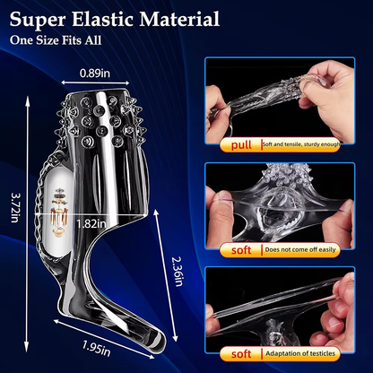 Transparent Penis Sleeve Vibrator Cock Ring Enlargement with 10 Vibration Modes
