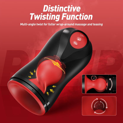 Auto Masturbator Penis Vibrator Glans Trainer with 3 Swirling 5 Tightening 10 Vibration Modes