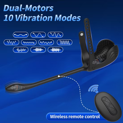 3 IN 1 Anal Plug Vibrator Testicle Taint Stimulator Cock Ring with 10 Vibrations