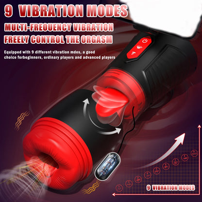 Automatic Masturbator Sex Machine Penis Trainer with 9 Vibrating & Sucking & Licking