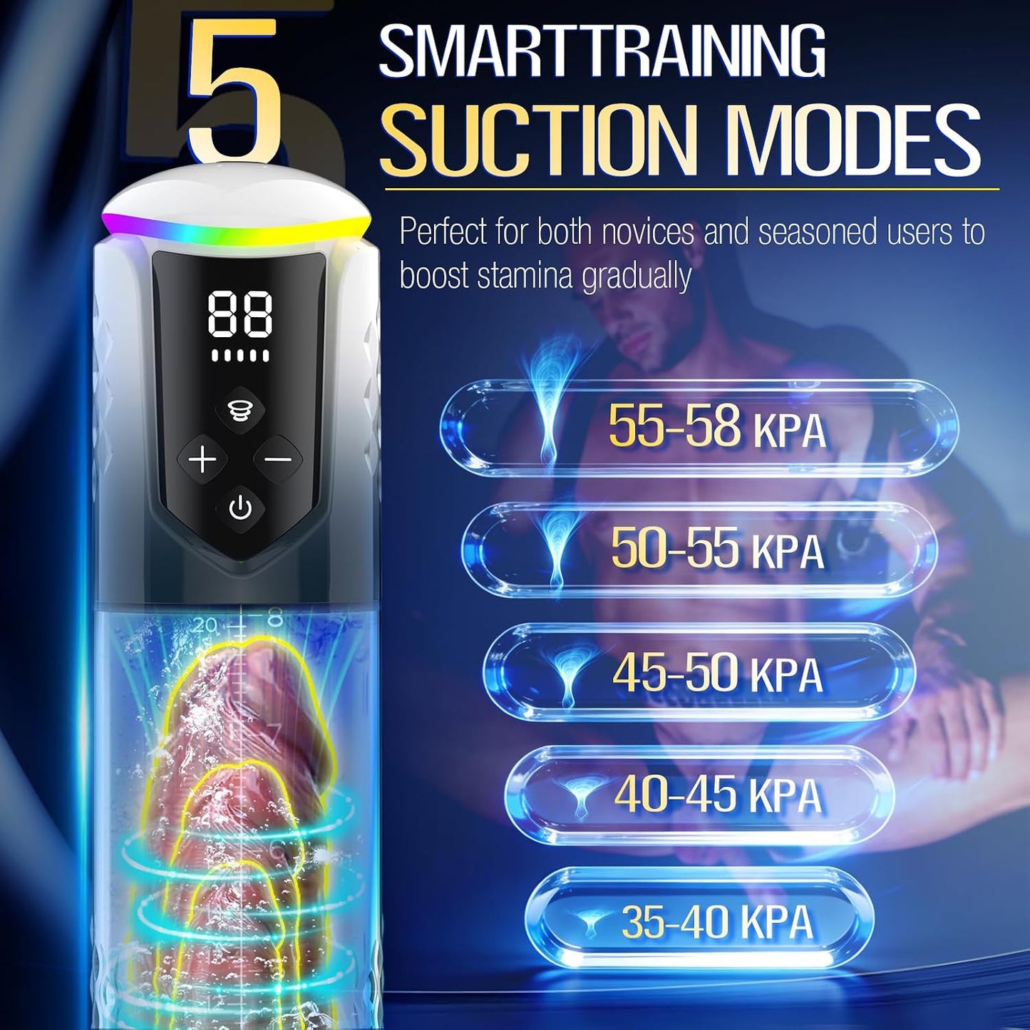 Electric Penis Massage Vacuum Pump Blowjob Masturbator with 5 Training Modes