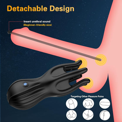 Glans Trainer Penis Massager Urethral Plug Stimulator with 10 Vibration Modes