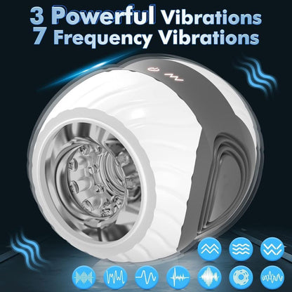 Electric Penis Trainer Stroker Blowjob Masturbator with 10 Intense Vibrations Modes