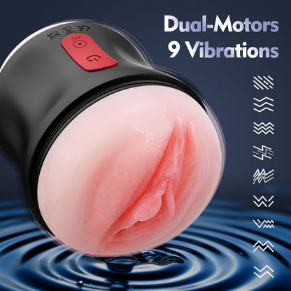 Open-ended Realistic Masturbator Stroker Blowjob with 9 Strong Vibrations