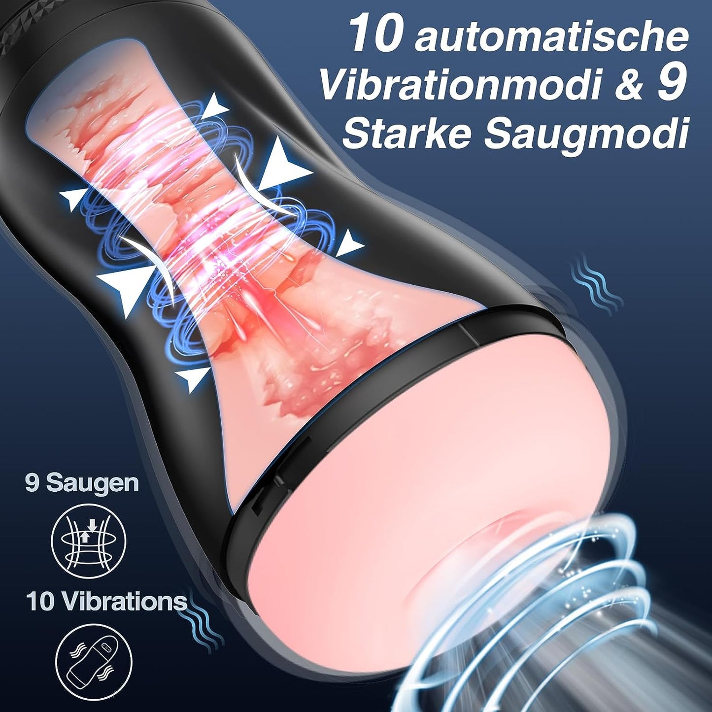 4-in-1 Oral Electric Masturbator Stroker with 10 Vibration & 9 Suction Modes