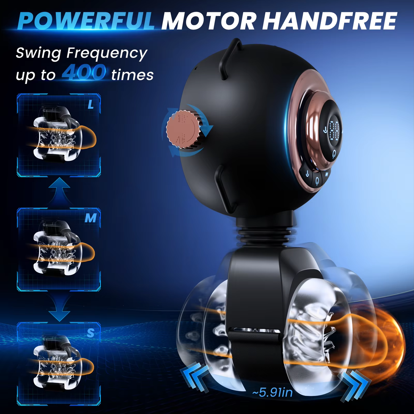 Strap-On Masturbator Sex Machine Stroker with 9 Vibrating & Swinging & Thrusting Modes