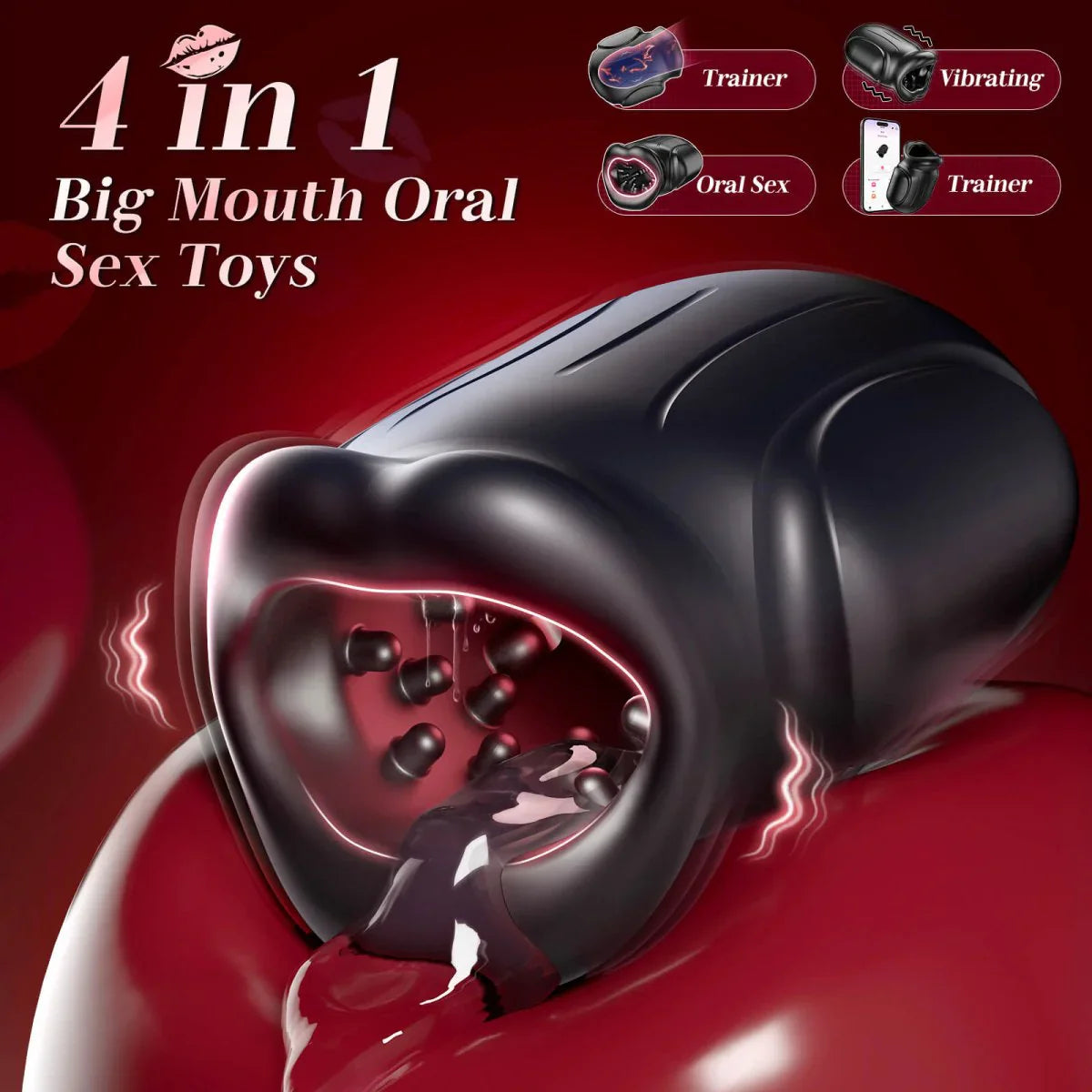 Mouth Blowjob Stroker Penis Trainer Masturbator with 10 Vibrating Modes