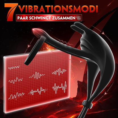 Dual Penis Ring Rabbit Vibrator Testicle Trainer Vibrator with 7 Vibration Modes