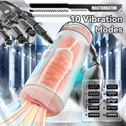 10 IN 1 Automatic Masturbator Pocket Pussy Blowjob with 10 Vibration Modes