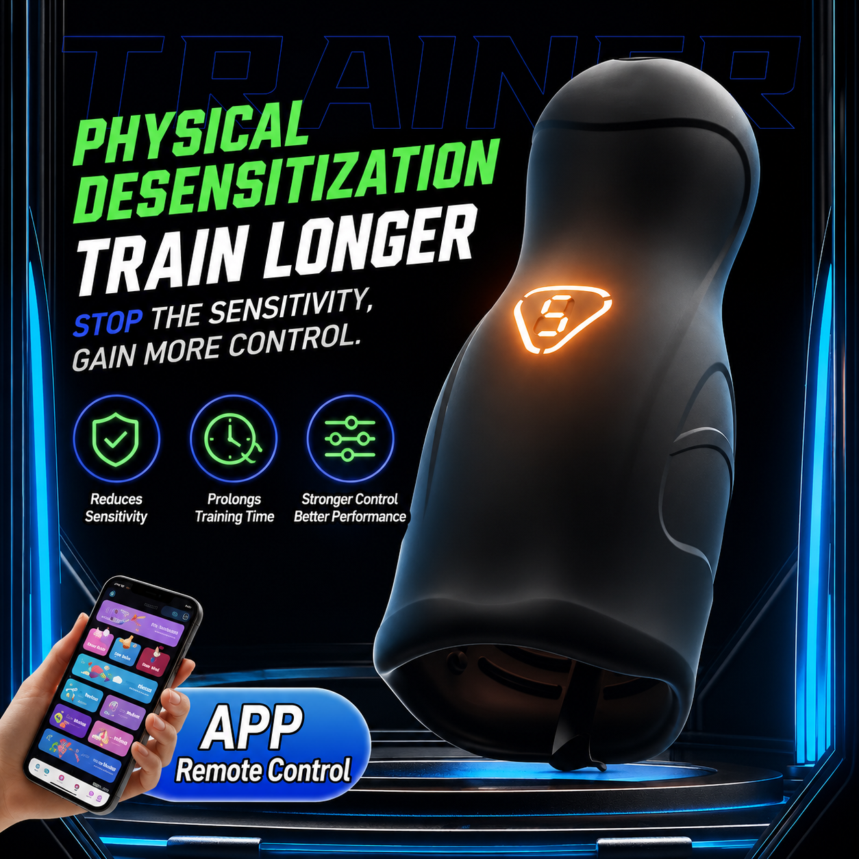 APP Control Deep Throat Penis Vibrator Glans Trainer Masturbator with 10 Vibration Modes