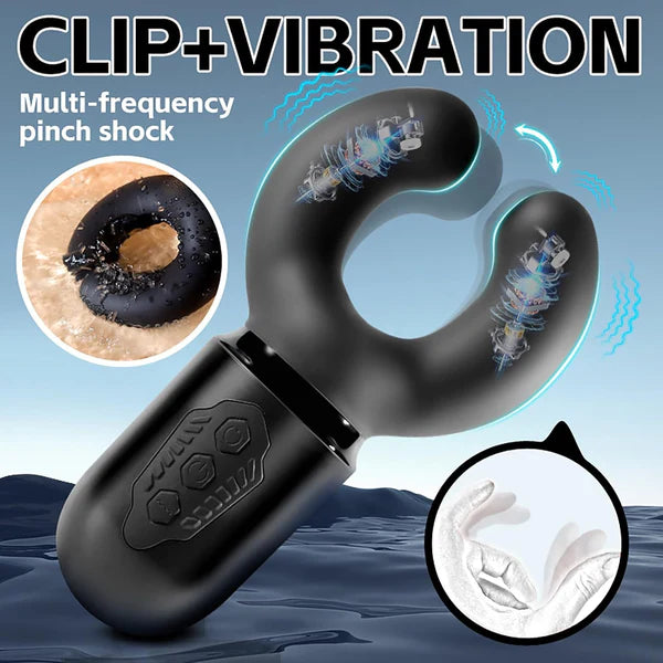Automatic Clamp Penis Vibrator Glans Trainer Masturabator with 10 Vibration Modes