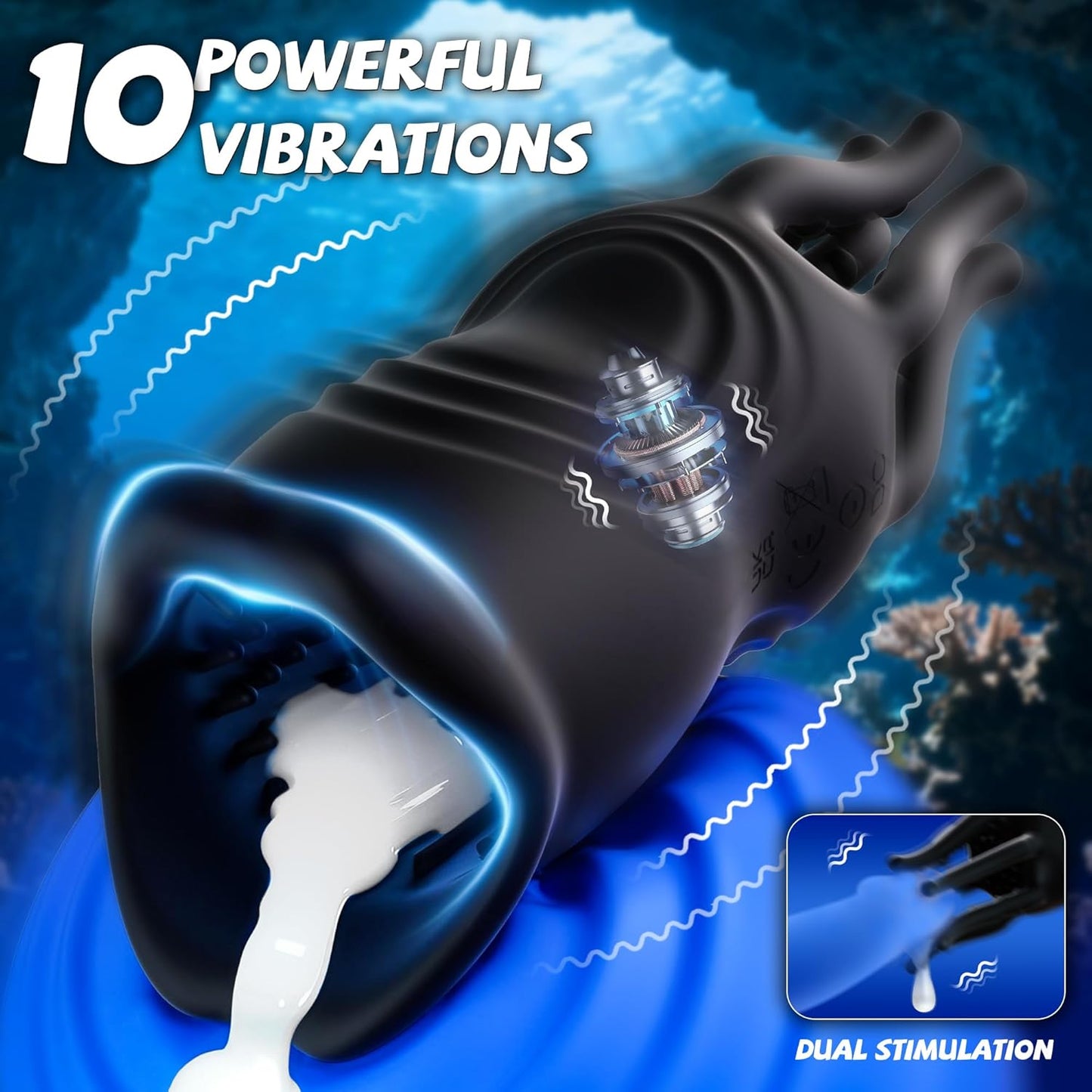 Octopus Penis Trainer Vibrator Glans Stimulator Masturbator with 10 Vibration Modes