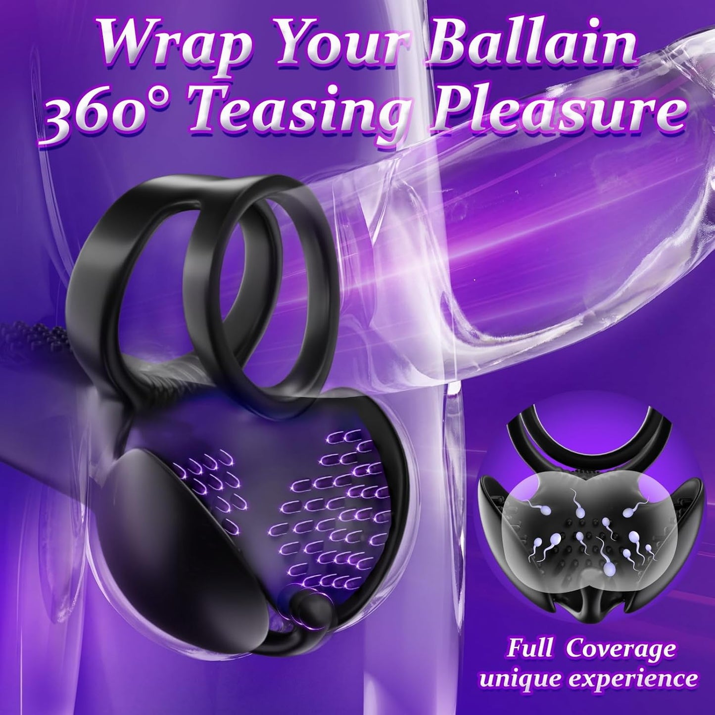 Multizone Stimulation Testicle Stimulator Penis Trainer Cock Ring with 10 Vibration Modes