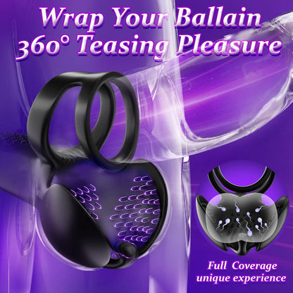 Multizone Stimulation Testicle Stimulator Penis Trainer Cock Ring with 10 Vibration Modes