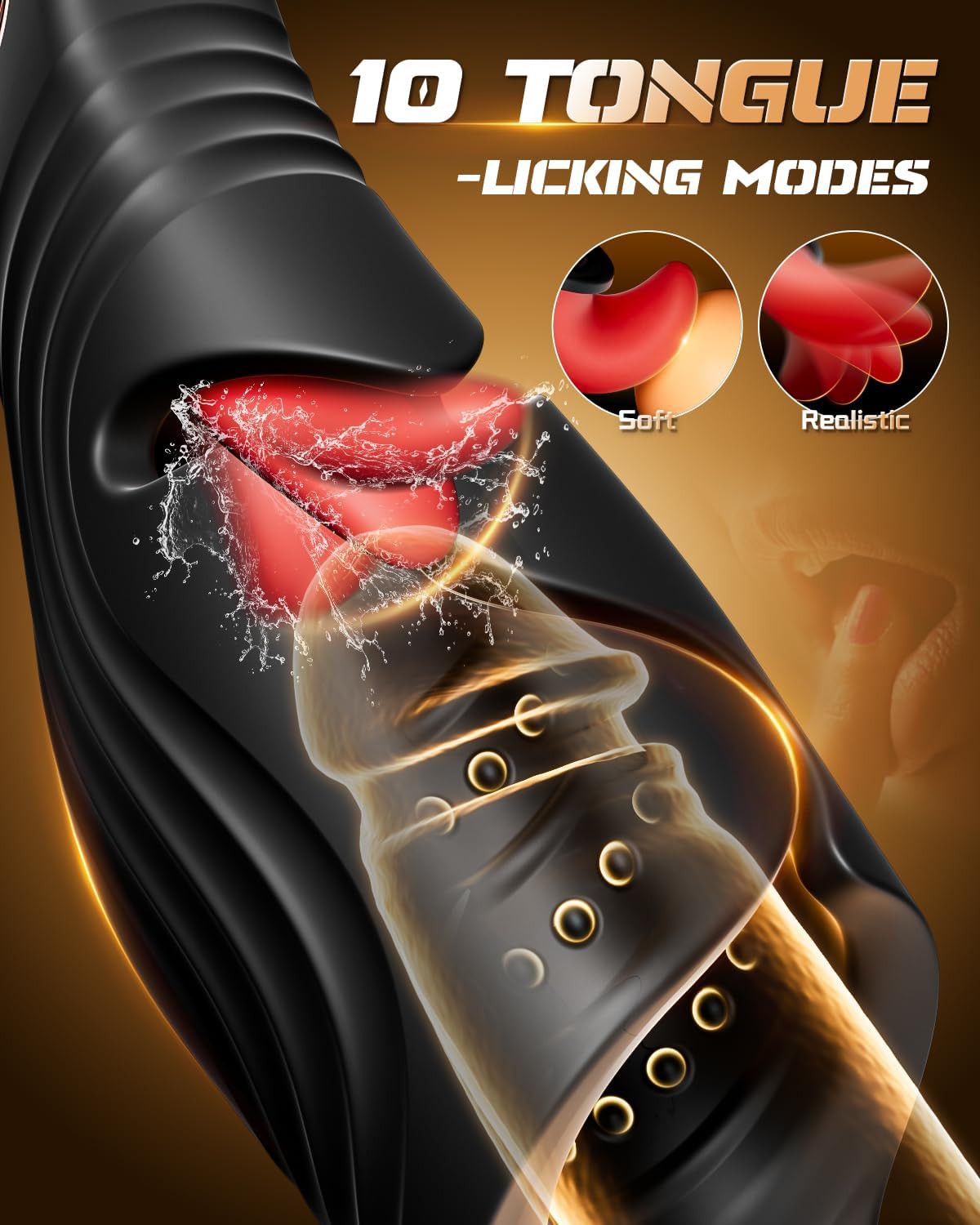 Wing-Open Penis Trainer Vibrator Stroker Blowjob with 10 Vibration & Tongue Licking Modes