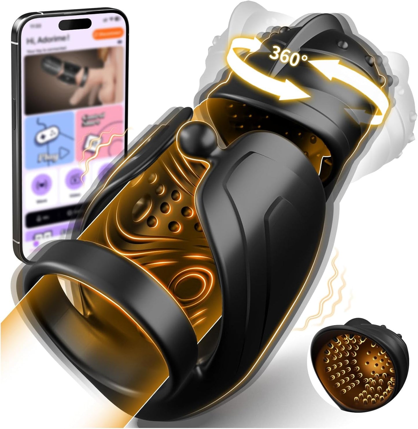 360° Wrapped Penis Trainer Vibrator Cock Ring with 10 Swing and 10 Vibration Modes