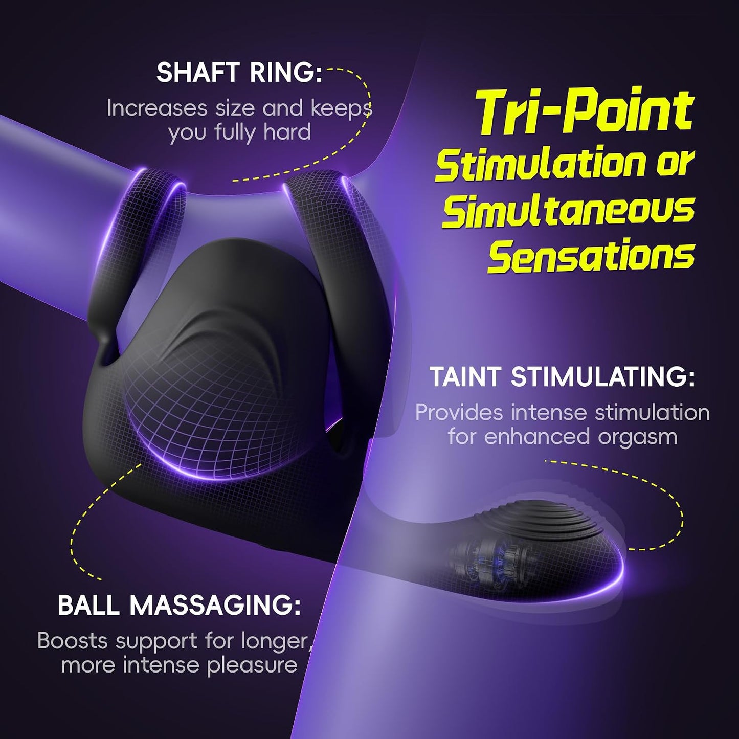 Testicle Cock Ring Penis Vibrator Stimulator Masturbator with10 Vibration Modes