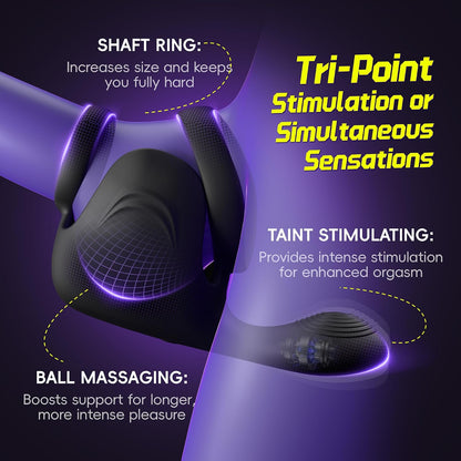 Testicle Cock Ring Penis Vibrator Stimulator Masturbator with10 Vibration Modes