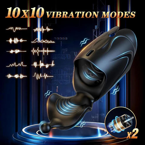 Electric Penis Trainer Vibrator Stroker Masturbator with 10 Vibration Modes