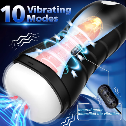 Electric Masturbator & Penis Trainer Vibrator Stroker Blowjob with 10 Vibration Modes