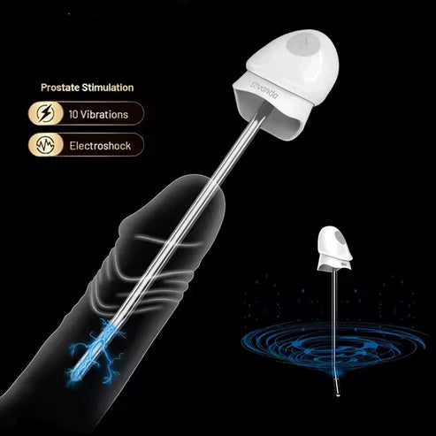 E-stim Penis Plug Vibrator Dilator with Urethral Catheter & 10 Vibration Modes