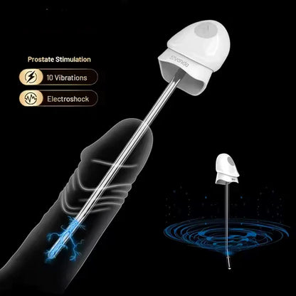 E-stim Penis Plug Vibrator Dilator with Urethral Catheter & 10 Vibration Modes