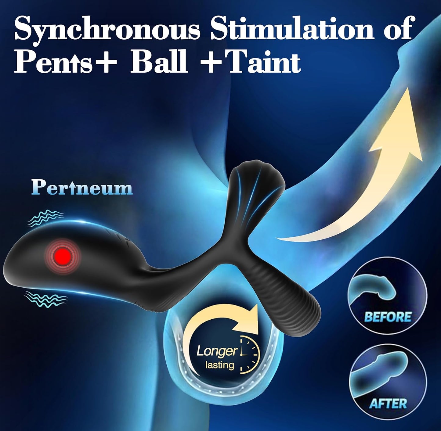 Triple-Ring Cock Ring Vibrator Stimulator with 10 Vibrations Modes
