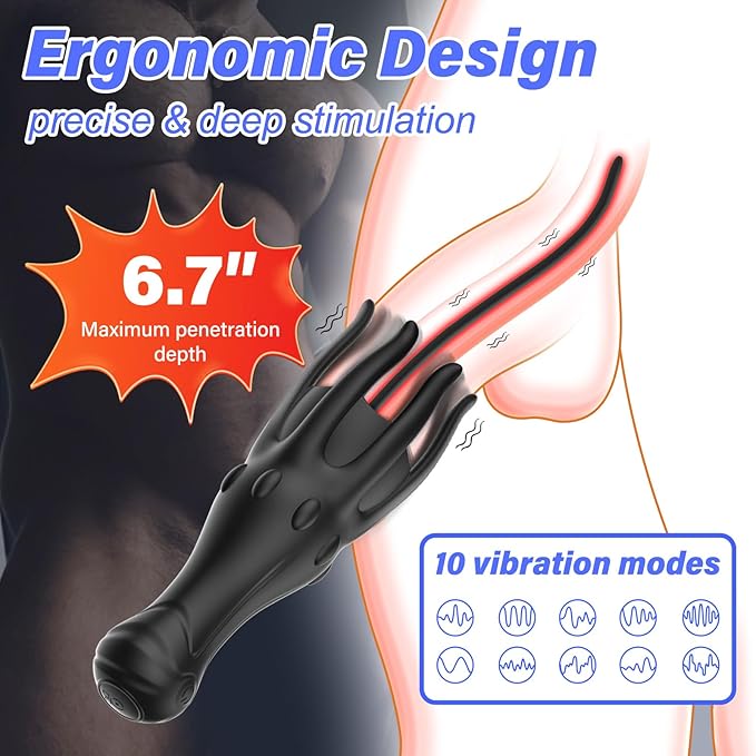 Penis Vibrator Stimulator Urethral Sounds  Set Msturbator with 10 Vibrations