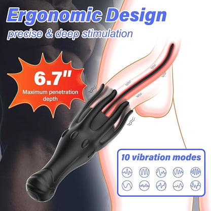 Penis Vibrator Stimulator Urethral Sounds  Set Msturbator with 10 Vibrations