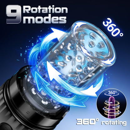 LED Display Automatic Masturbator Penis Pump Blowjob with 9 Rotating & 4 Suction & Licking