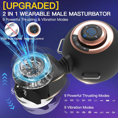 Strap-On Masturbator Sex Machine Stroker with 9 Vibrating & Swinging & Thrusting Modes