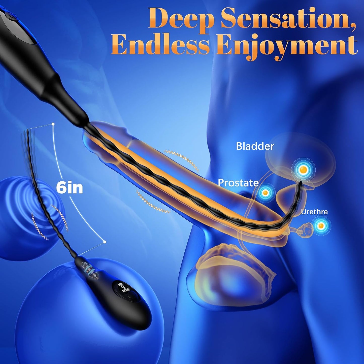 Penis Plug Vibrator Urethra Sound Rod Prostate Stimulator with 9 Vibration Modes