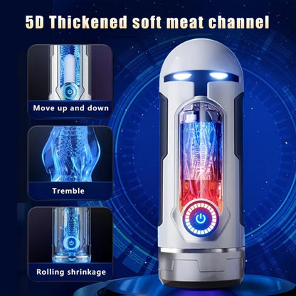 Automatic Masturbator Penis Stroker Blowjob with 10 Vibrating& Sucting & Heating Modes