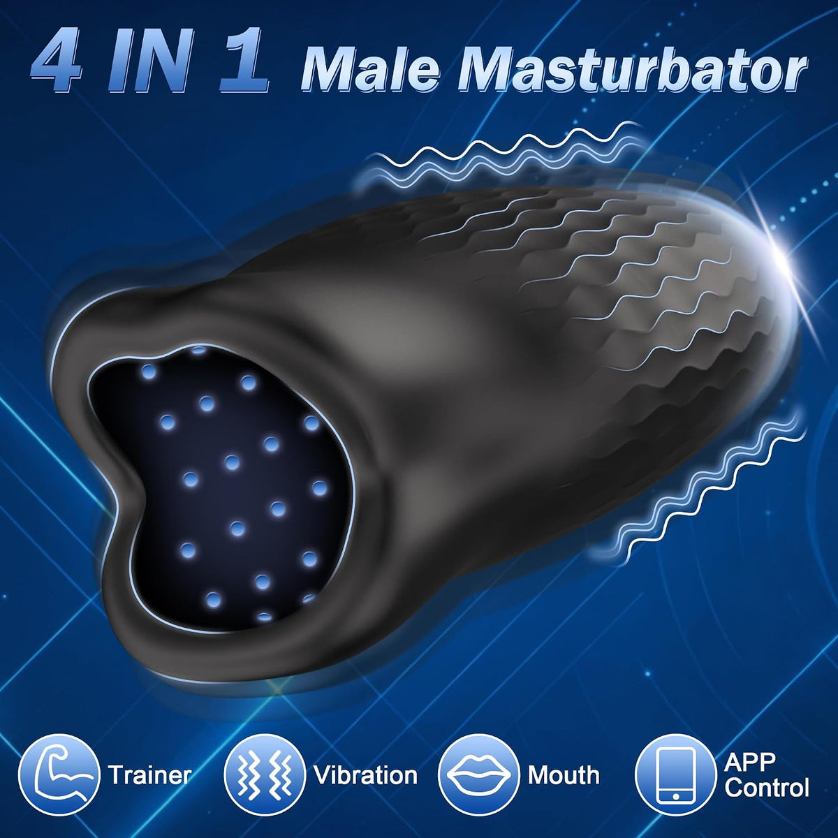 APP Electric Penis Trainer Vibrator Glans Stimulation Pocket Pussy with 10 Vibrations
