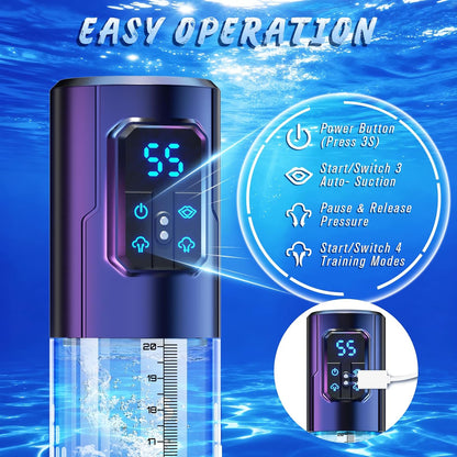 2 in 1 Electric Penis Pumps Enlargers with 4 Training Pressure & 3 Suction Modes