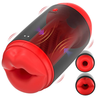 Electric Blowjob Pocket Pussy Masturbator with 9 Vibrations & Pressure Modes