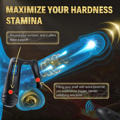 Dual Cock Rings Penis Trainer Stimulator Masturbator with 10 Vibration Modes