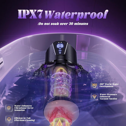 LCD Display Realistic Pocket Pussy Stroker Blowjob with 10 Vibration & 5 Sucking Modes