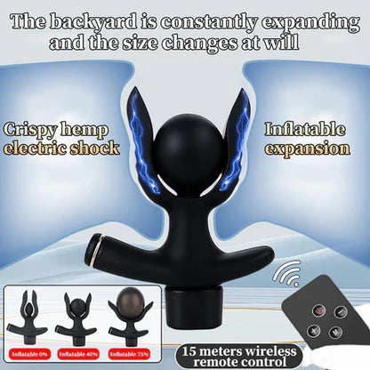 E-stim Inflatable Anal Plug Electro Stimulation Dildo Set with 12 Modes & 19 Intensities