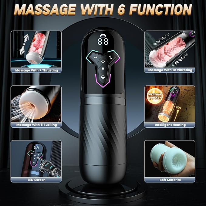 Automatic Masturbator Stroker Blowjob with 10 Vibrating & Licking 7 Thrusting & 5 Sucking