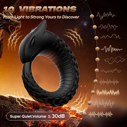 Dragon-Inspired Cock Ring Testicles Vibrator with 10 Powerful Vibration Modes