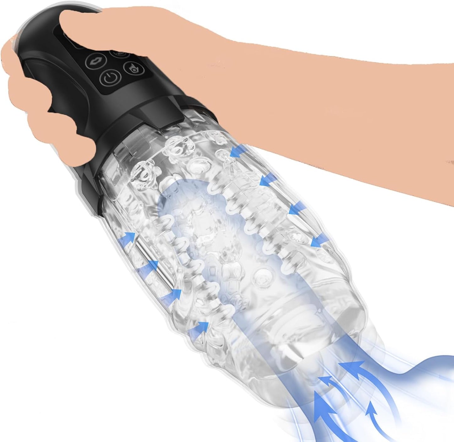 Squeezable Penis Trainer Stroker Pocket Pussy with 7 Vibrating & 7 Sucking Modes