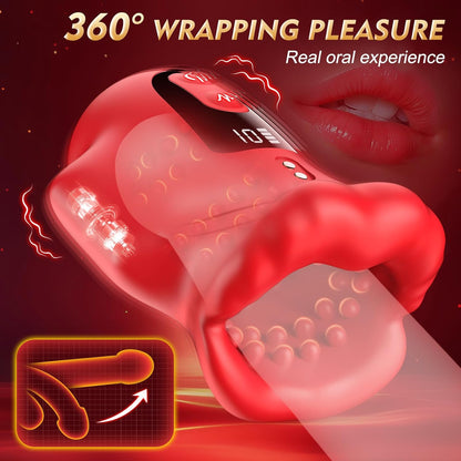 Glans Trainer Penis Vibrator Oral Stroker Masturbator with 10 Vibrating & 2 Motors