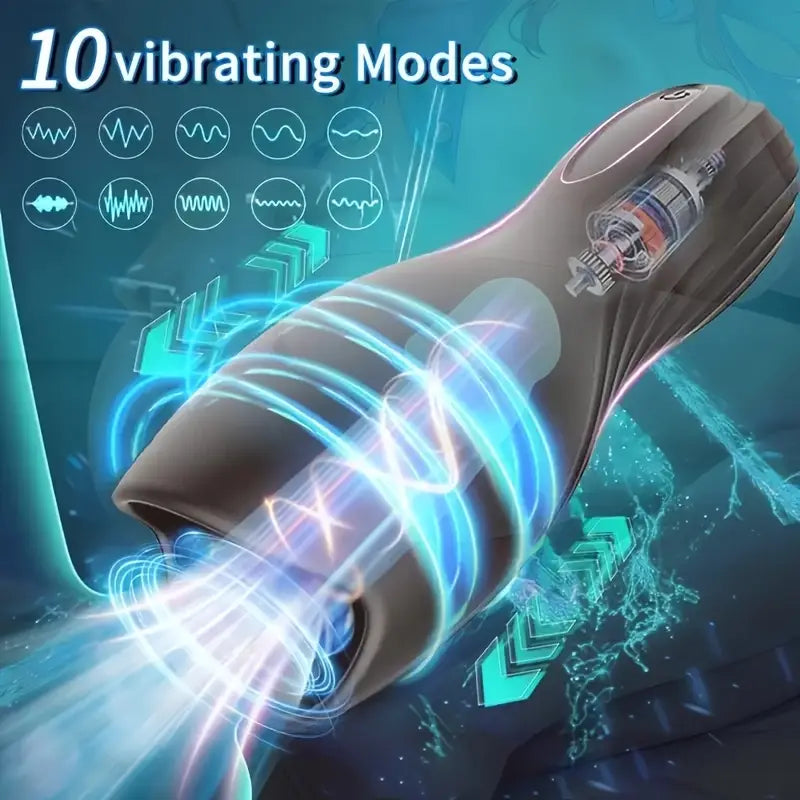 Penis Vibrator Glans Trainer Masturbator with 10 Vibrating & 5 Tongue Licking Modes