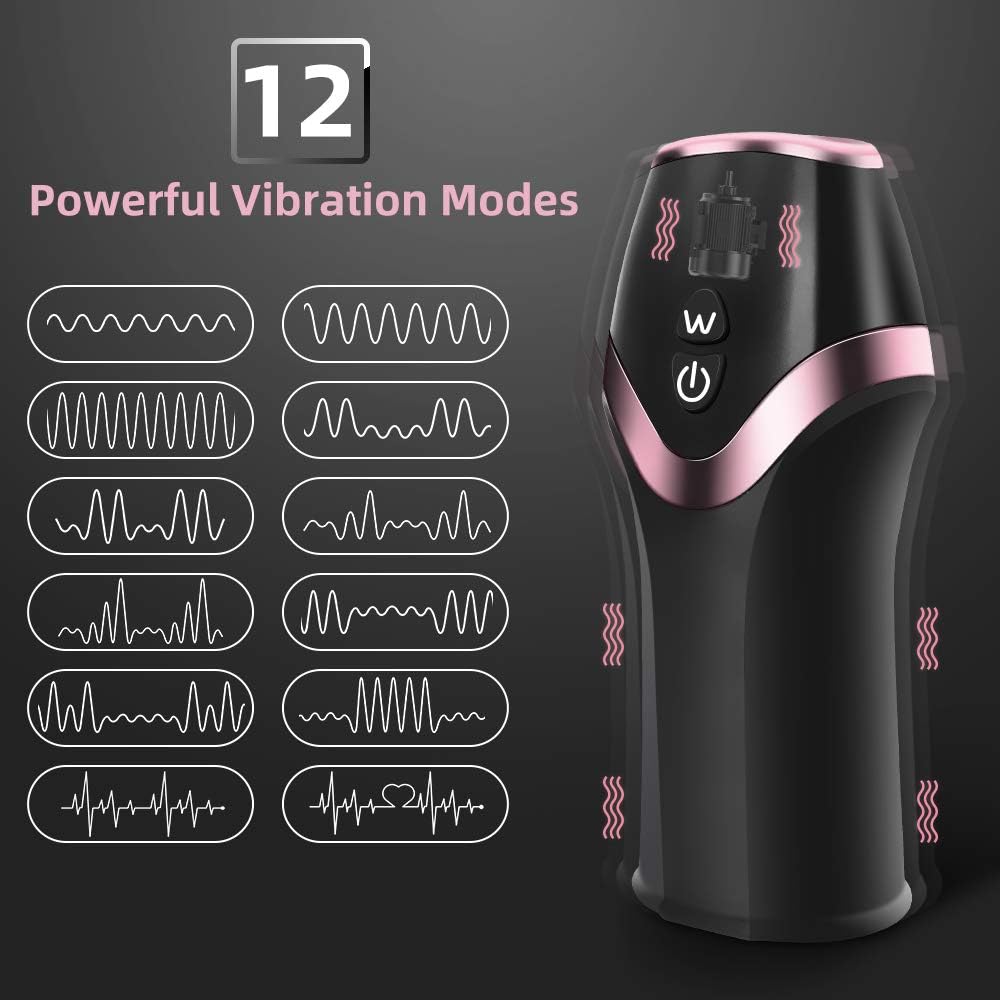 Glans Stimulator Penis Trainer Vibrator with 12 Vibration & 6 Suction & Rotation Modes