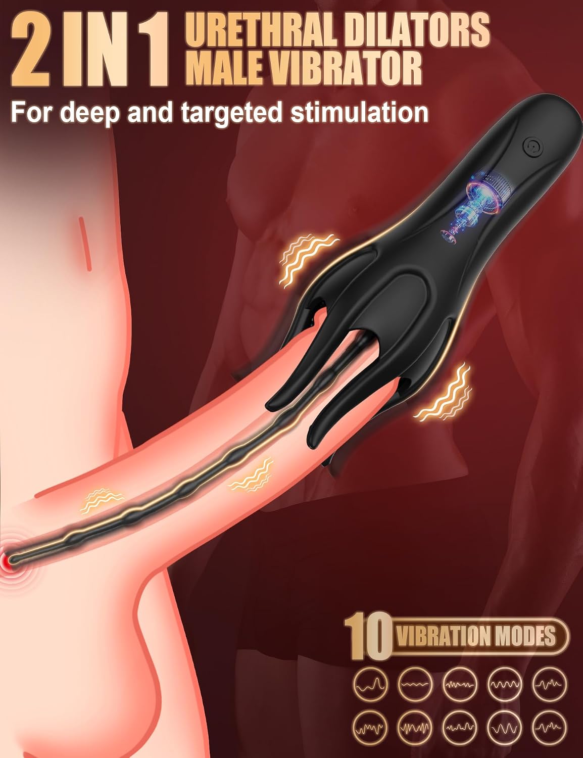 360° Wrapped Penis Trainer Vibrator Urethral Plug Dilators with 10 Vibration Modes