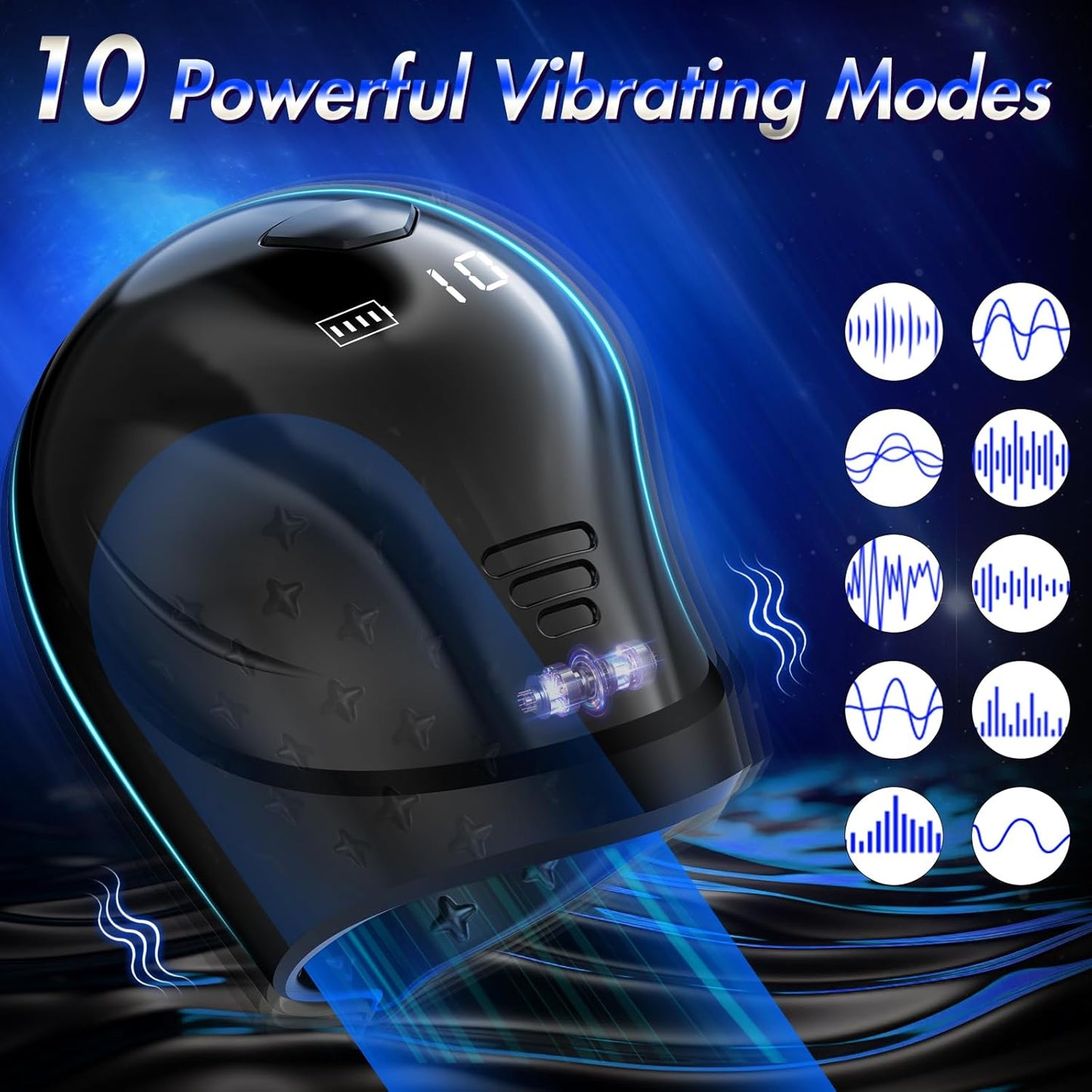 360° Wrapping Glans Blowjob Trainer Penis Vibrator Masturbator with 10 Vibrating Modes