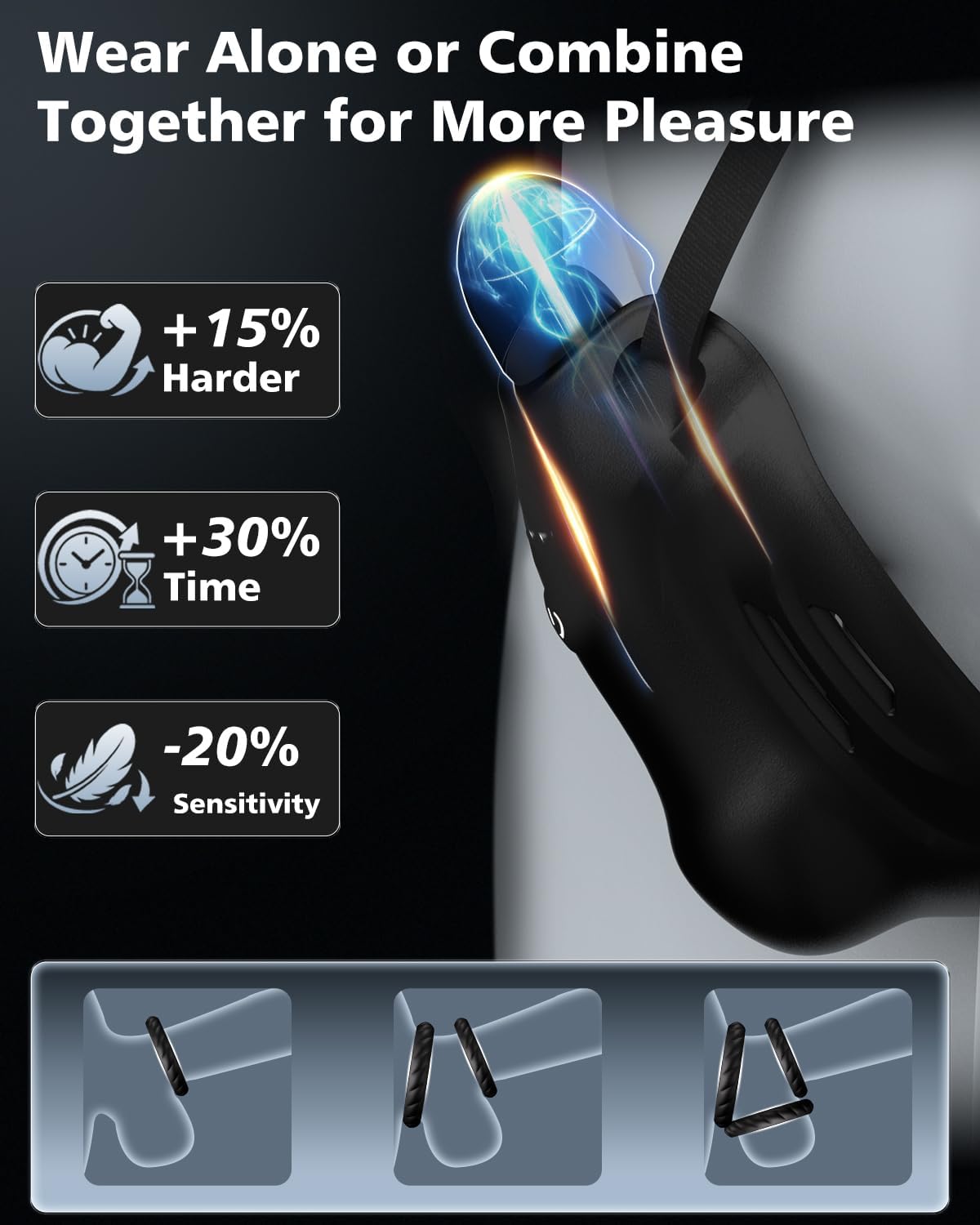 Electric Penis Trainer Vibrator Sets Chastity Cage Glans Stimulator with 9 Vibration Modes