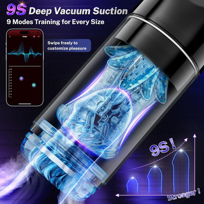 AI Sync Masturbator 9S Penis Pump with 9 Thrusting Rotating & 9 Vibrating Sucking Licking Modes